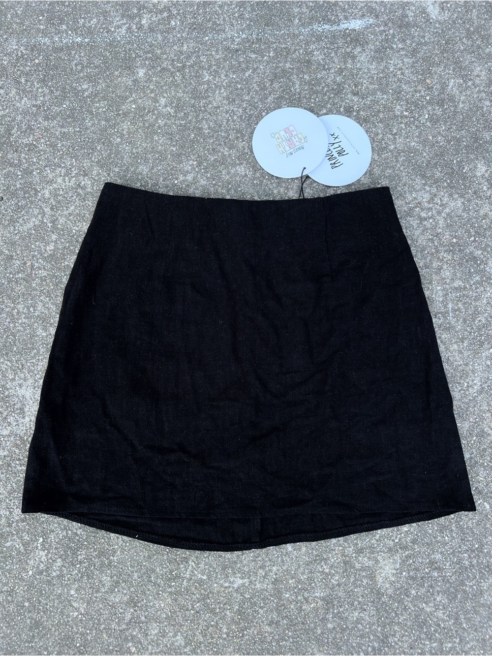 NWT Princess Polly Selby Mini Skirt Black Linen Look Size 4